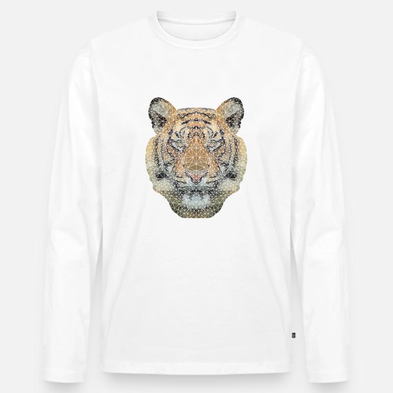 Polygon Tiger Transparent - Männer Premium Bio Langarmshirt - Weiß