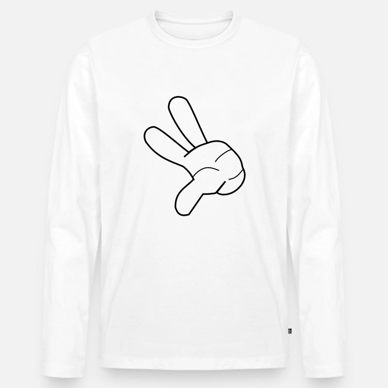 3 Finger Cartoon Hand - Männer Premium Bio Langarmshirt - Weiß
