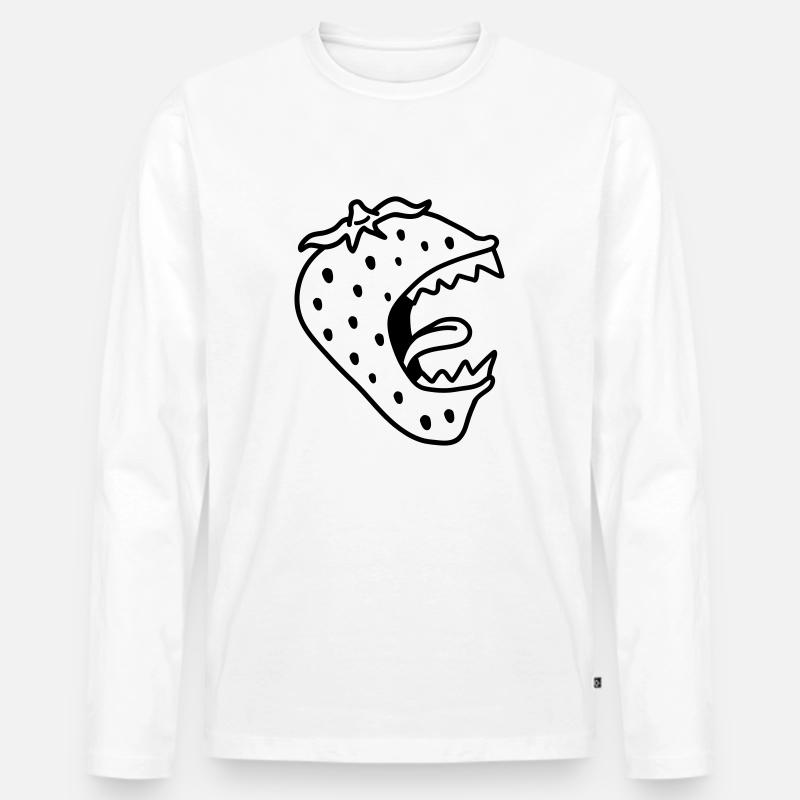 Monster Strawberry - Männer Premium Bio Langarmshirt - Weiß