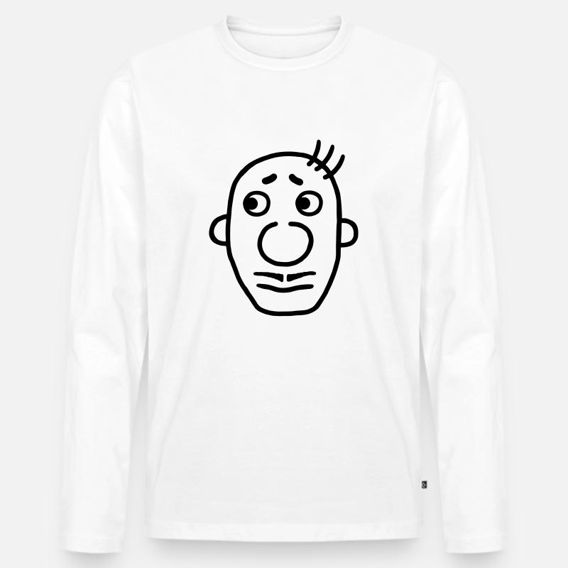 Mann mit Schnurrbart / Oberlippenbart - Männer Premium Bio Langarmshirt - Weiß