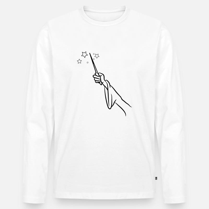 zauberer Zauberstab - Männer Premium Bio Langarmshirt - Weiß
