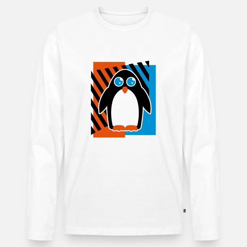 Pinguin Design - Männer Premium Bio Langarmshirt - Weiß