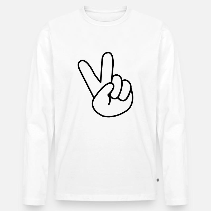 peace_hand_comic_01 - Männer Premium Bio Langarmshirt - Weiß