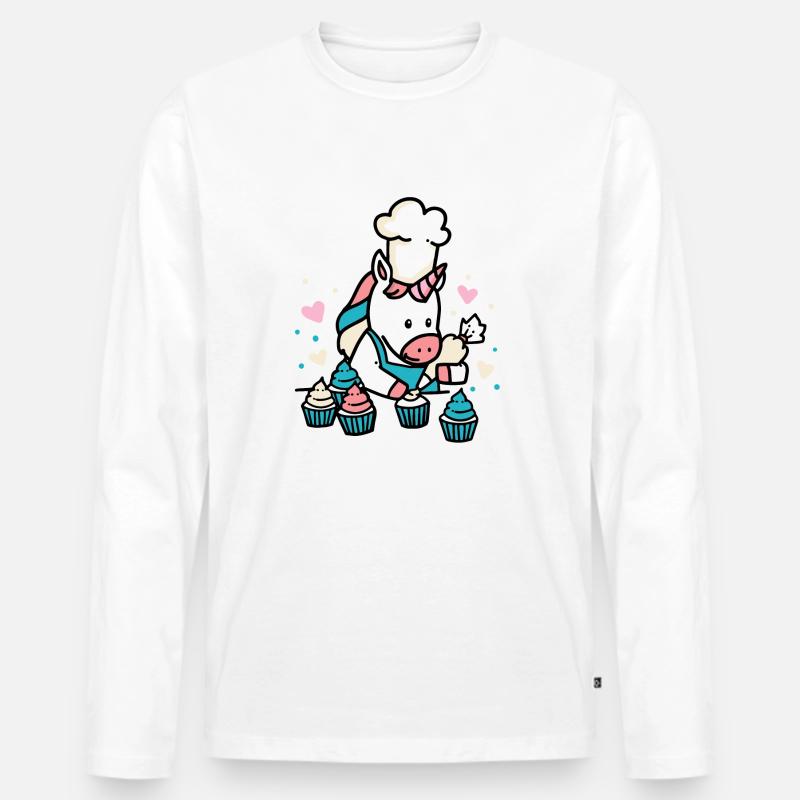 Bäcker Einhorn - Männer Premium Bio Langarmshirt - Weiß