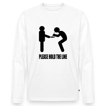 Please Hold The Line - Männer Premium Bio Langarmshirt - Weiß - Vorne - Nico (187cm)