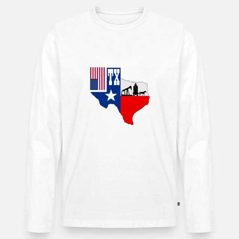 Texas - Männer Premium Bio Langarmshirt - Weiß