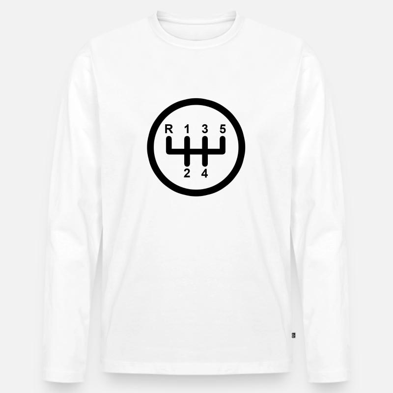 Gear Shift 5 Speed - Männer Premium Bio Langarmshirt - Weiß