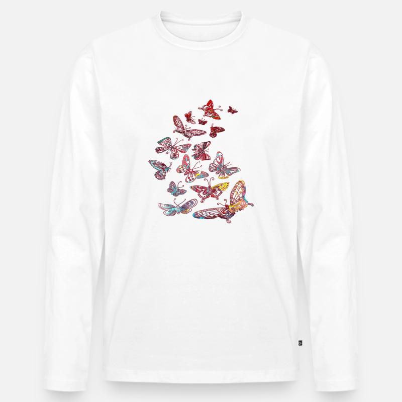 Schmetterling Tattoo - Männer Premium Bio Langarmshirt - Weiß