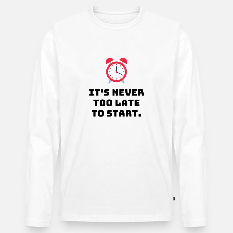 It's never too late - Männer Premium Bio Langarmshirt - Weiß