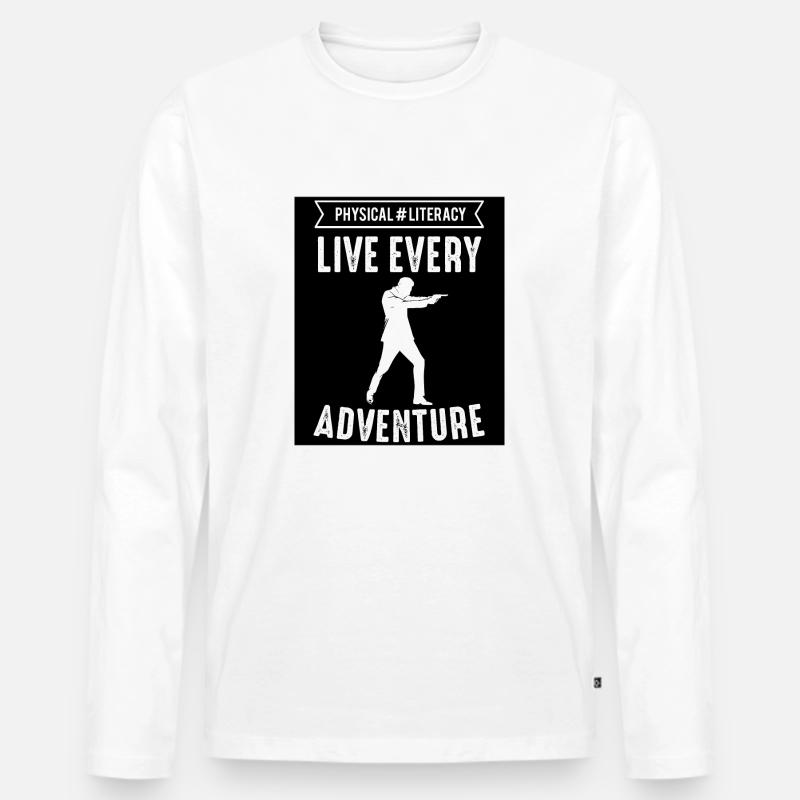 Live Everyday with Adventure - Männer Premium Bio Langarmshirt - Weiß