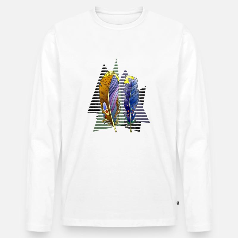 Feder - Männer Premium Bio Langarmshirt - Weiß