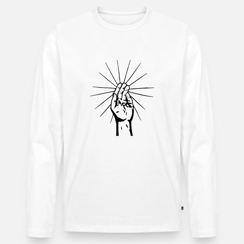 Hoffnung Glauben Hand Geschenkidee - Männer Premium Bio Langarmshirt - Weiß