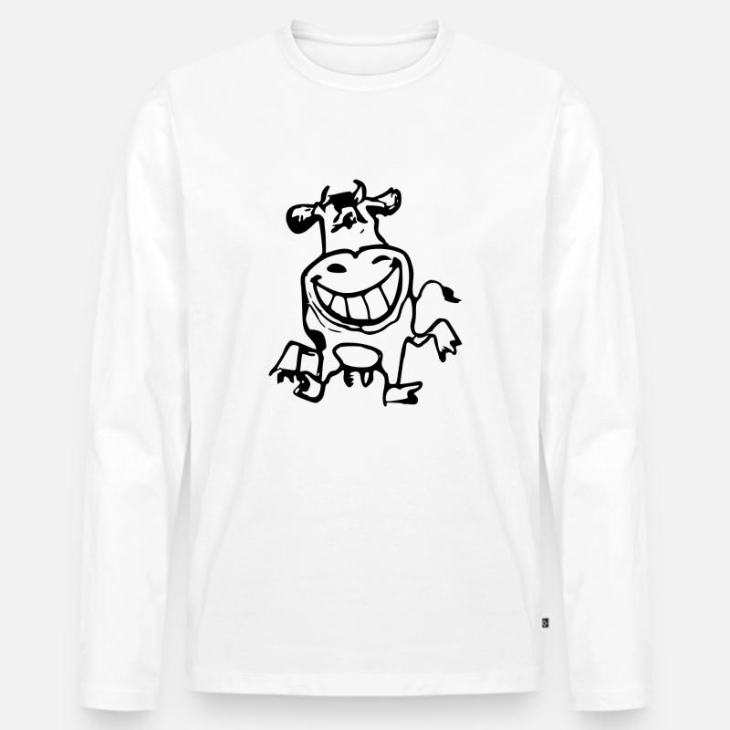 Die lachende Kuh - Männer Premium Bio Langarmshirt - Weiß