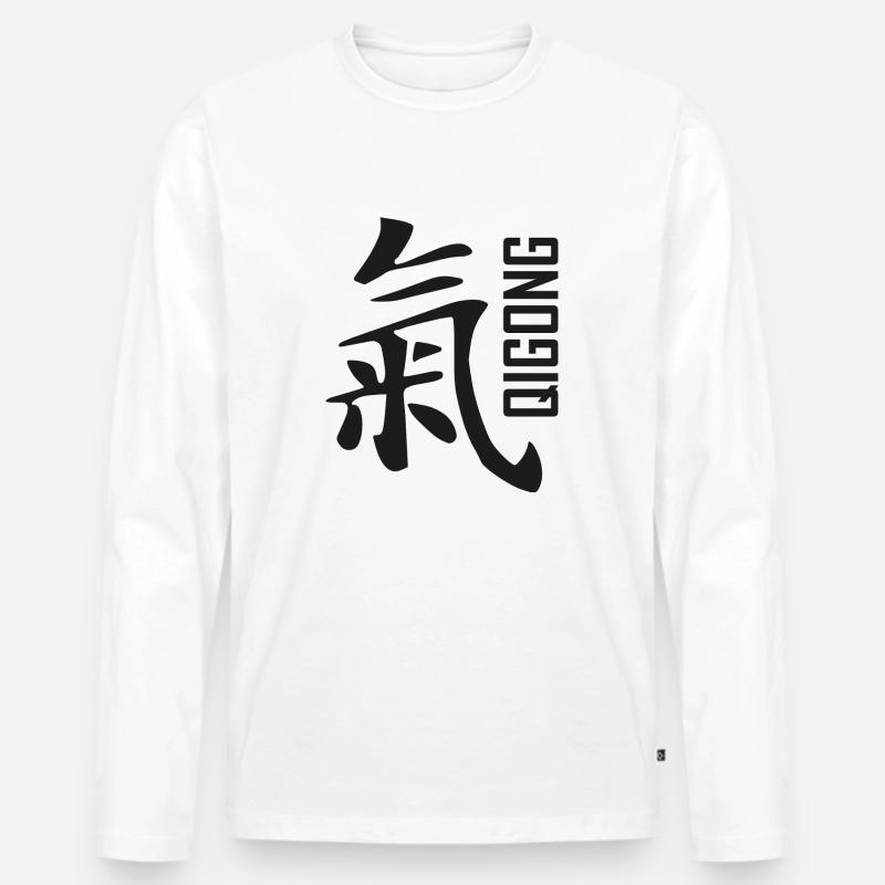 qigong chinesisches zeichen schwarz - Männer Premium Bio Langarmshirt - Weiß