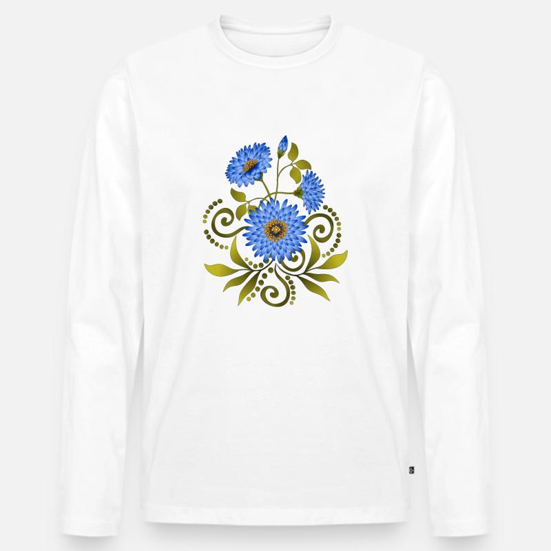 Blumen - Männer Premium Bio Langarmshirt - Weiß