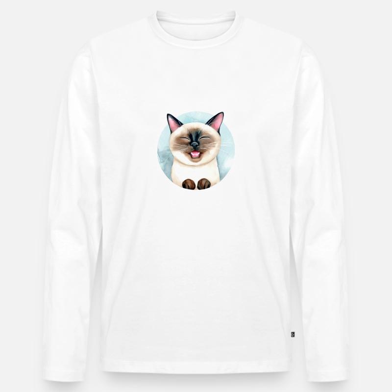 Katze im Kreis - Männer Premium Bio Langarmshirt - Weiß