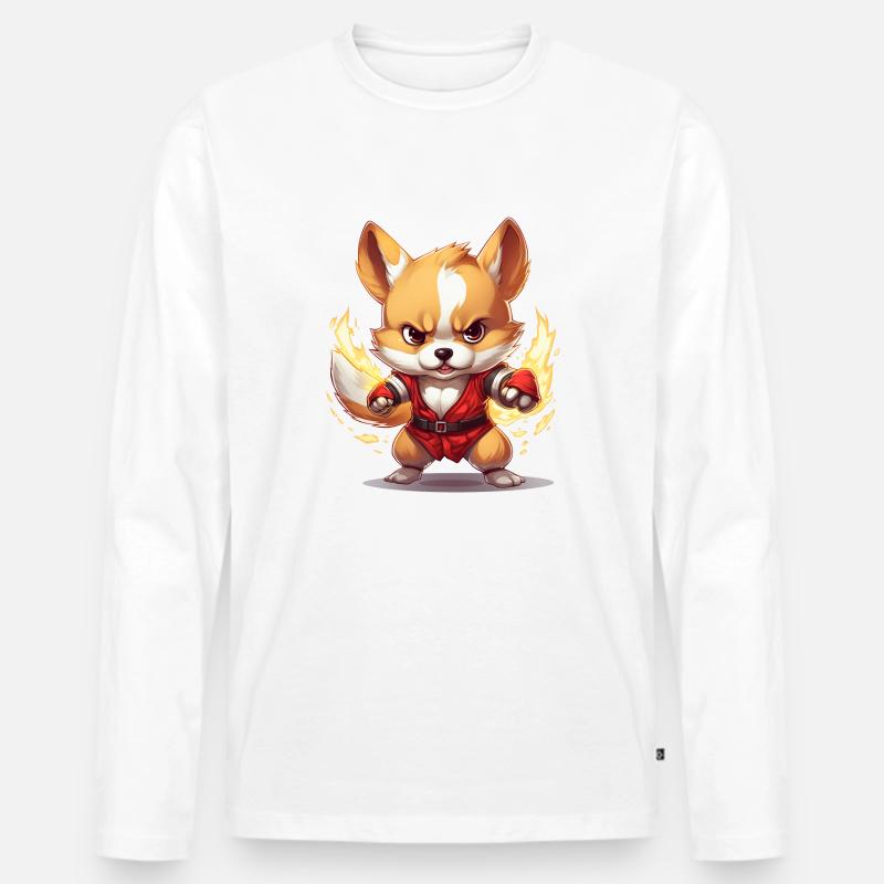 Wehrhafter Corgi - Männer Premium Bio Langarmshirt - Weiß