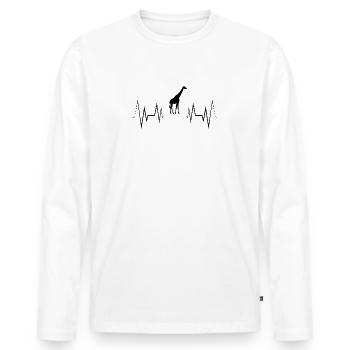 Herzschlag Giraffe Silhouette - Männer Premium Bio Langarmshirt - Weiß - Vorne - Nico (187cm)