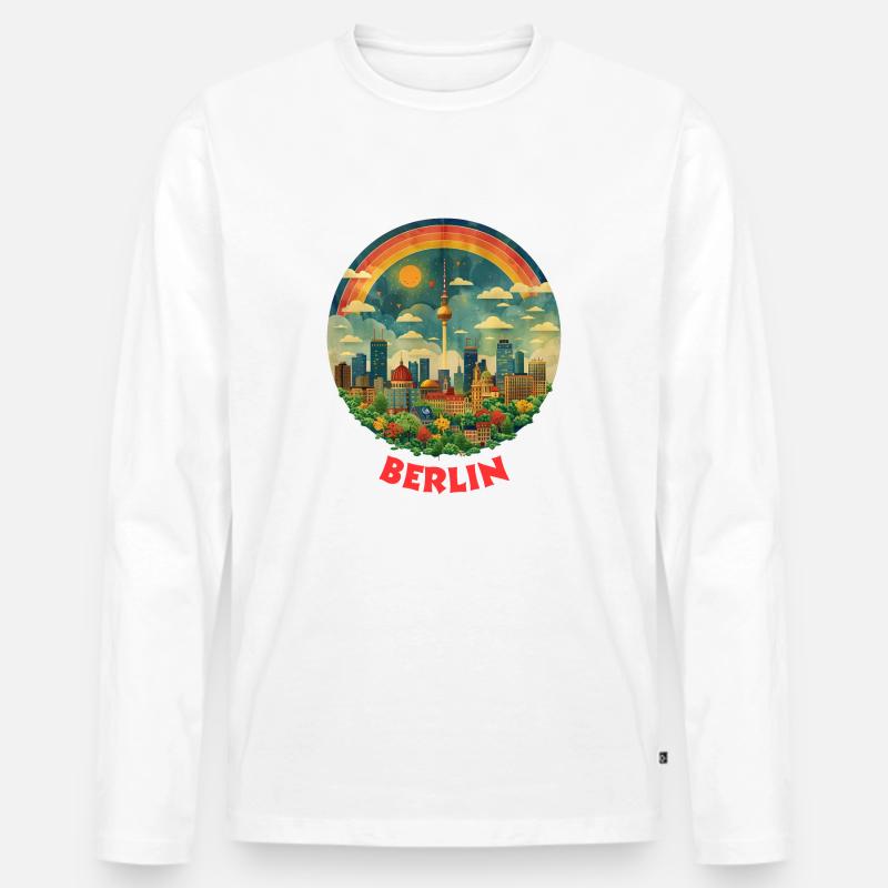 Berlin - Männer Premium Bio Langarmshirt - Weiß