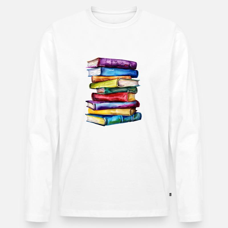 Die Kraft der Bücher - Männer Premium Bio Langarmshirt - Weiß