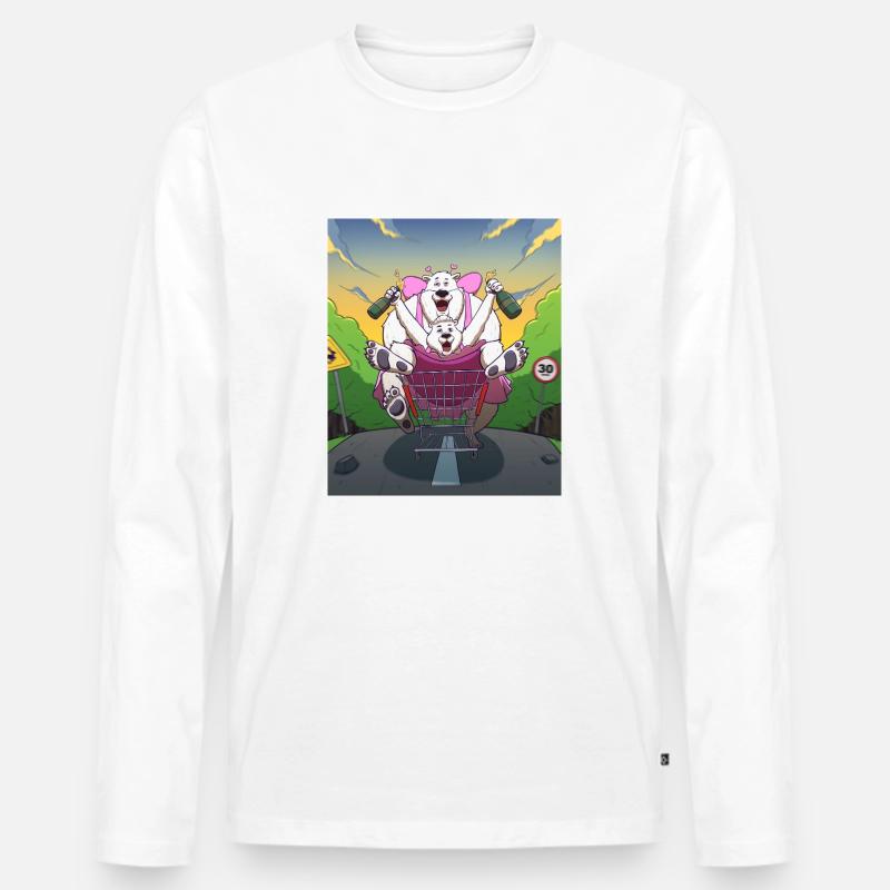 Tipsy Bears - Männer Premium Bio Langarmshirt - Weiß