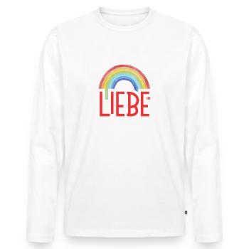 AMOUR + ARC-EN-CIEL - T-shirt manches longues Premium bio Homme - blanc - Devant - Nico (187cm)