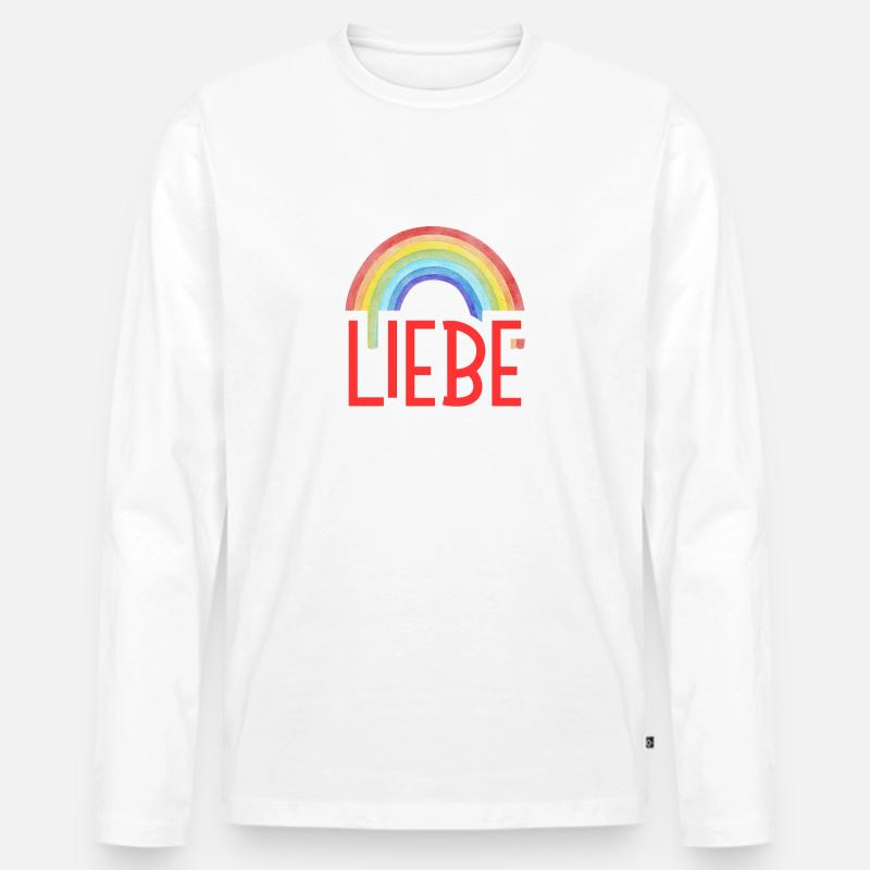 LIEBE + REGENBOGEN - Männer Premium Bio Langarmshirt - Weiß