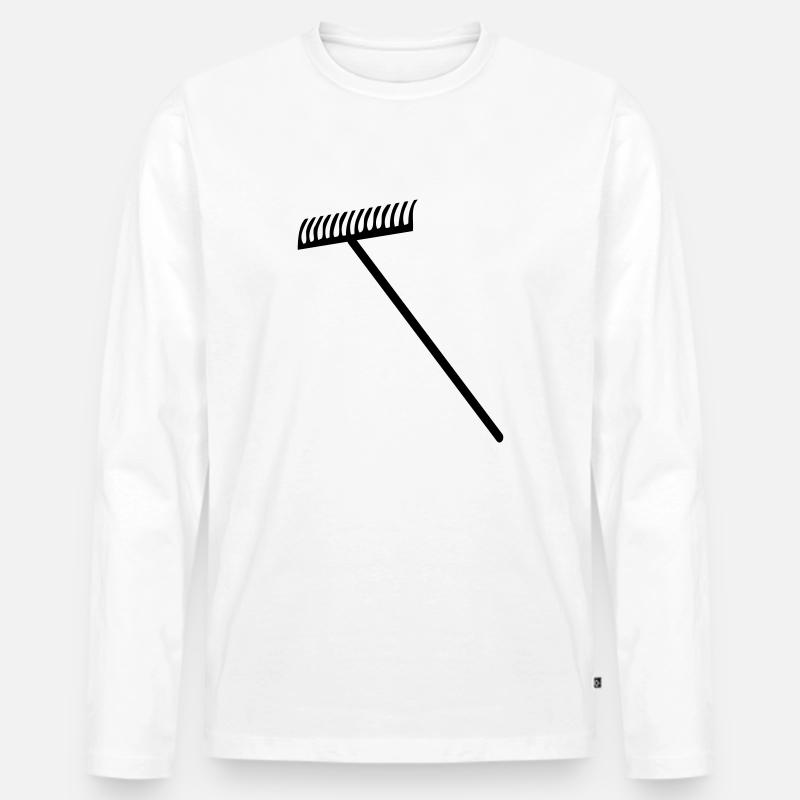 Rechen - Männer Premium Bio Langarmshirt - Weiß