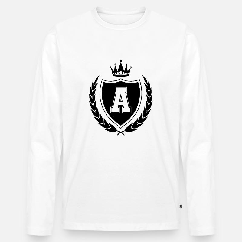 wappen A Krone - Männer Premium Bio Langarmshirt - Weiß