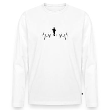 Herzschlag Golf Silhouette - Männer Premium Bio Langarmshirt - Weiß - Vorne - Nico (187cm)