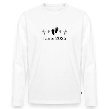 Aunt 2025 Heartbeat - Men's Premium Organic Long Sleeve Shirt - white - Front - Nico (187cm)