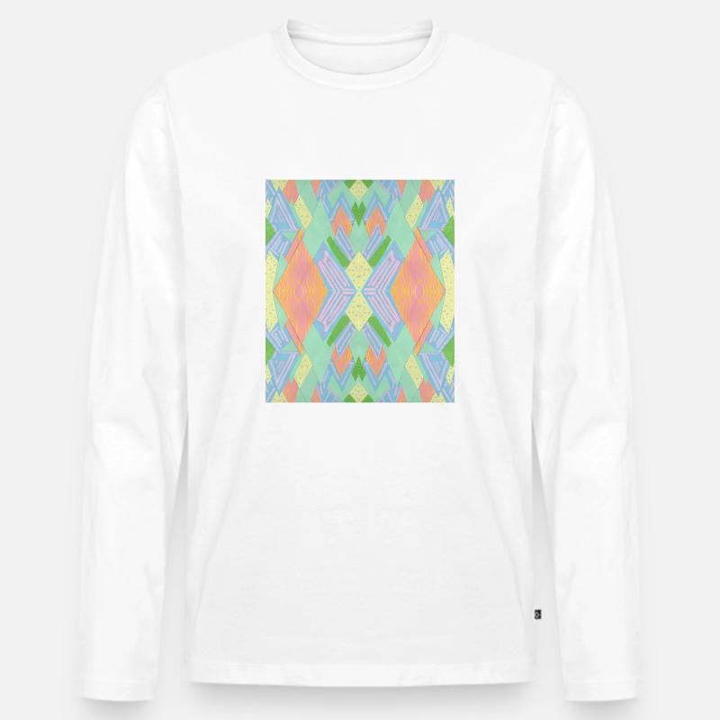 Buntes Mandalaa - Männer Premium Bio Langarmshirt - Weiß
