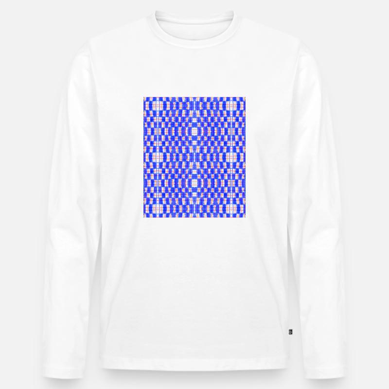Blau Mandala - Männer Premium Bio Langarmshirt - Weiß