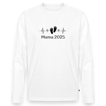 Mama 2025 Herzschlag - Männer Premium Bio Langarmshirt - Weiß - Vorne - Nico (187cm)