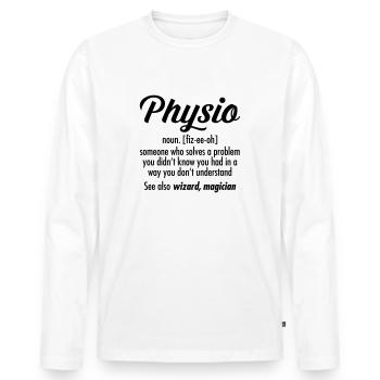 Physio Definition - Men's Premium Organic Long Sleeve Shirt - white - Front - Nico (187cm)