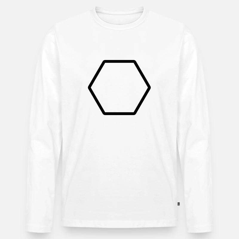 Hexagon - Männer Premium Bio Langarmshirt - Weiß