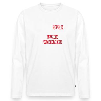 Recherche sosie du lundi au vendredi - T-shirt manches longues Premium bio Homme - blanc - Devant - Nico (187cm)