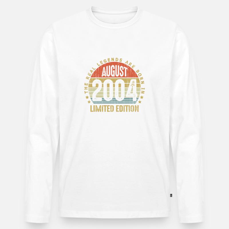 2004 Im August endlich 18. - Männer Premium Bio Langarmshirt - Weiß