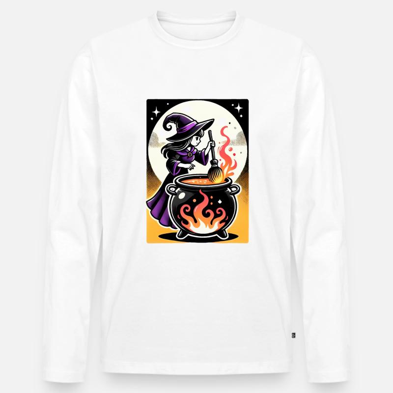 Teufel Hexe Design - Männer Premium Bio Langarmshirt - Weiß