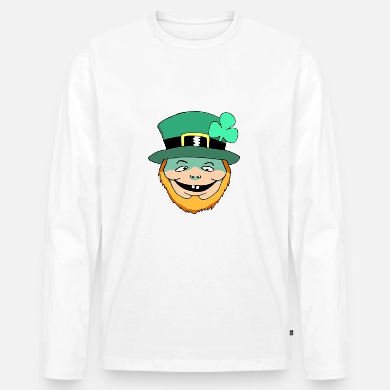 Der glückliche Kobold - Männer Premium Bio Langarmshirt - Weiß