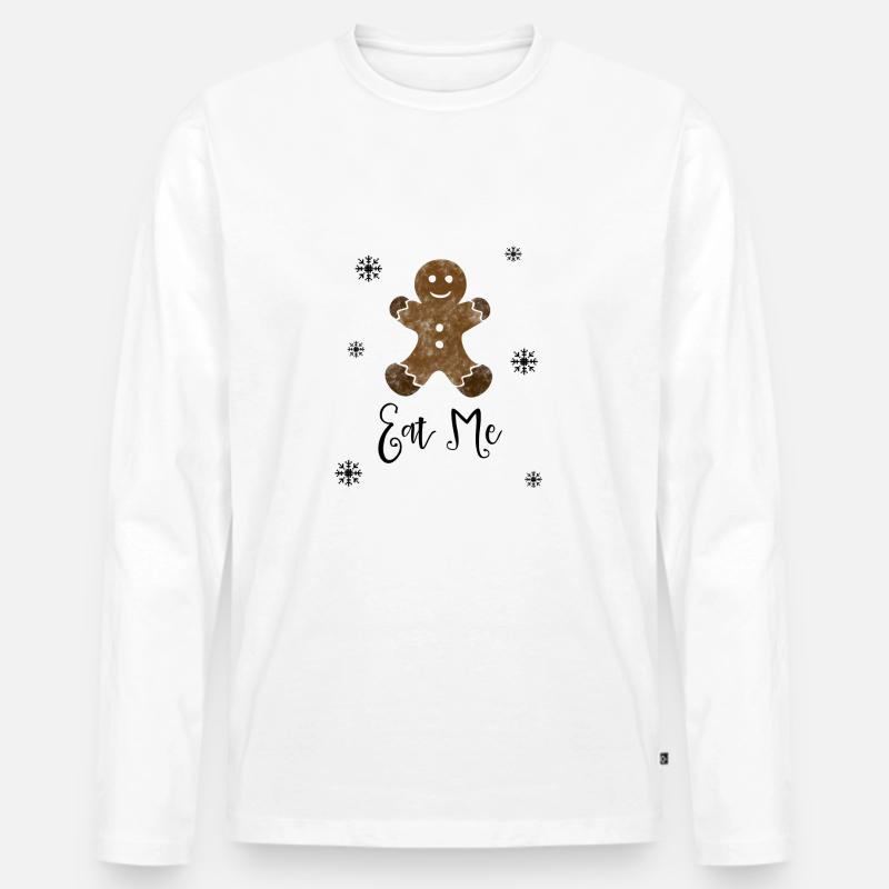 Lebkuchenmann Weihnachtsplätzchen - Männer Premium Bio Langarmshirt - Weiß