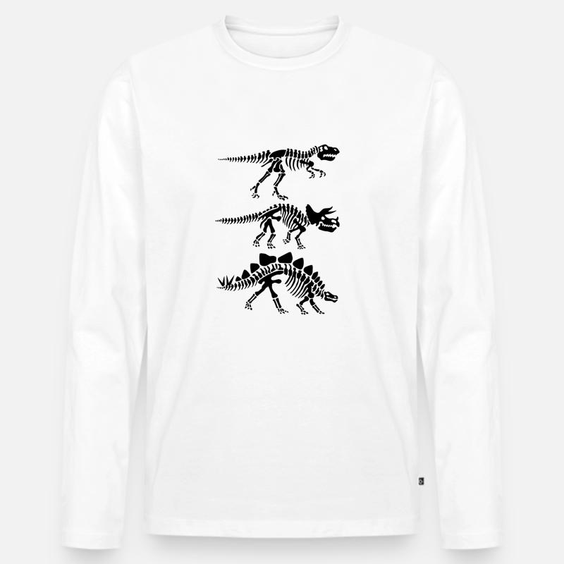 Dinosaurier Skelett Anatomie - Männer Premium Bio Langarmshirt - Weiß