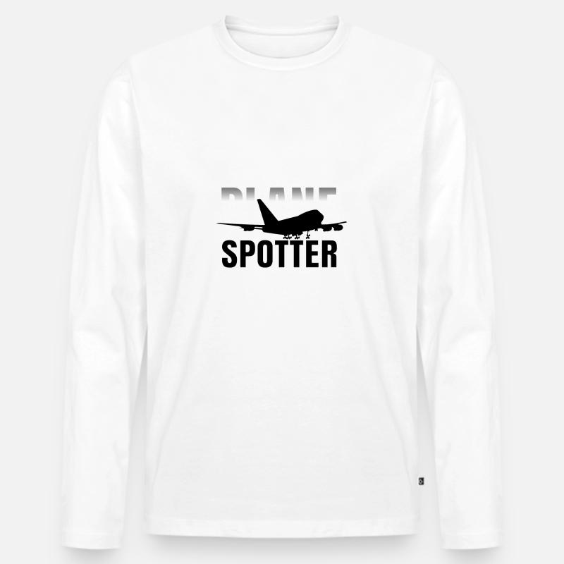 Plane Spotter als Geschenk - Männer Premium Bio Langarmshirt - Weiß