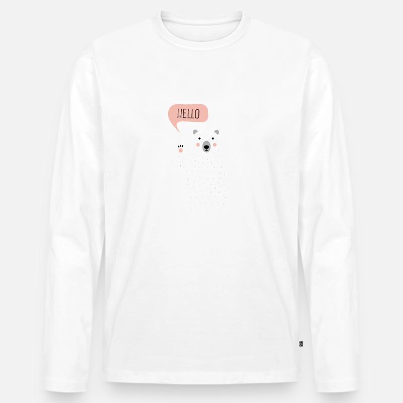 Eisbaer Hallo - Männer Premium Bio Langarmshirt - Weiß