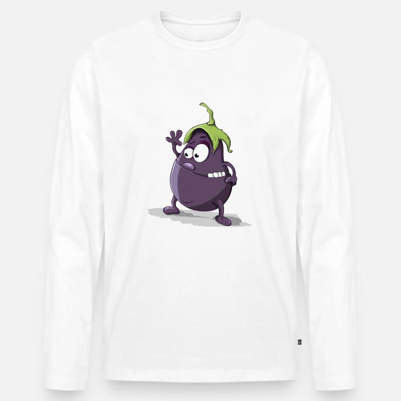 Aubergine - Männer Premium Bio Langarmshirt - Weiß