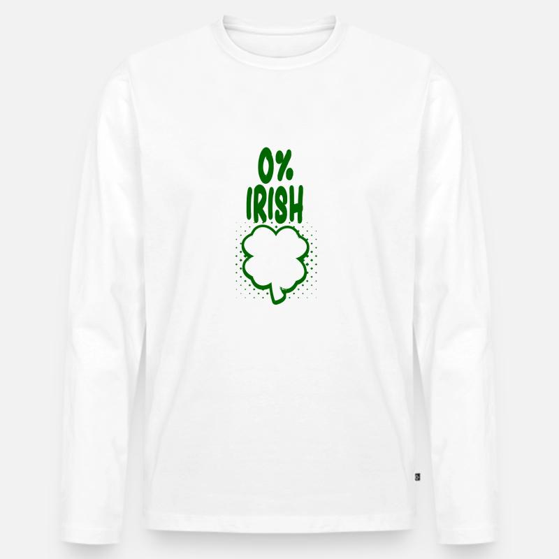 0% Irish - Spaß Tshirt - Geschenk - Männer Premium Bio Langarmshirt - Weiß