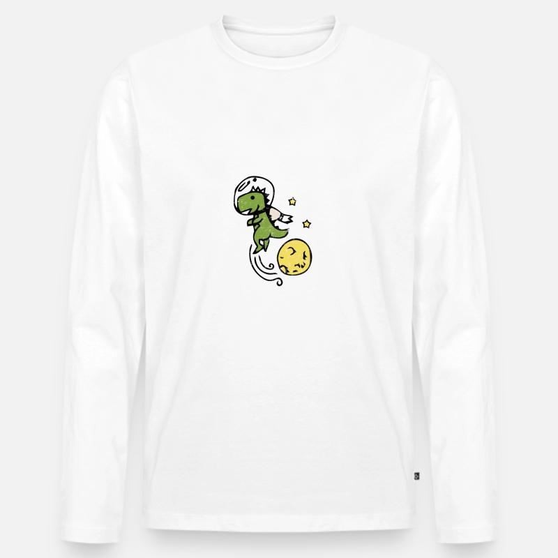 Dinosaurier - Männer Premium Bio Langarmshirt - Weiß
