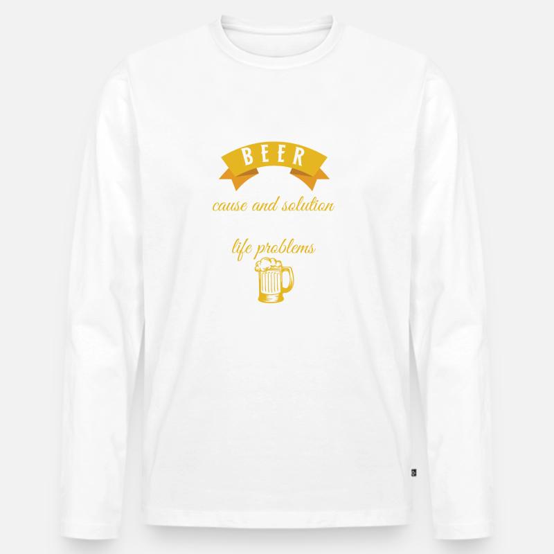 Bier - Biere - Biertrinker - Bierglas - Problem - Männer Premium Bio Langarmshirt - Weiß