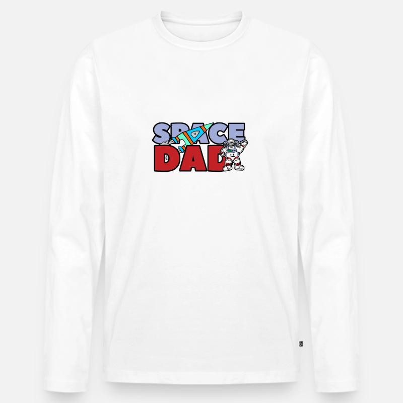SPACE DAD - Männer Premium Bio Langarmshirt - Weiß