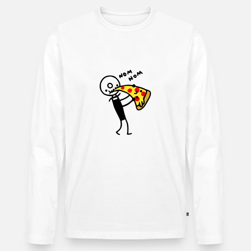 Pizzaschneider isst Pizza - Männer Premium Bio Langarmshirt - Weiß